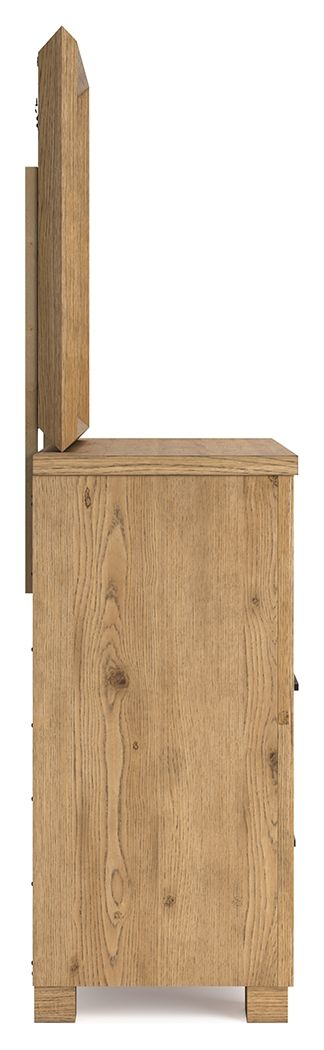 Galliden - Light Brown - Dresser And Mirror - Hornell Furniture Outlet