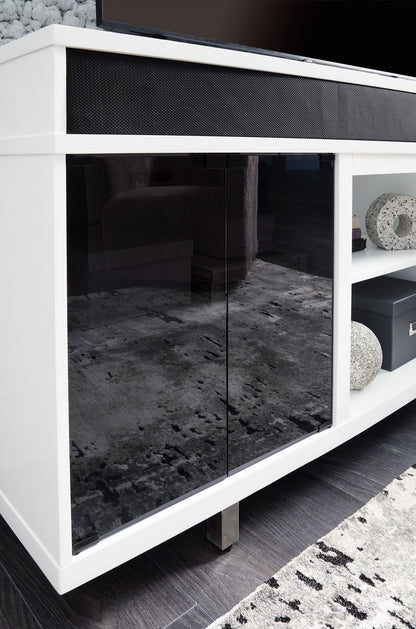 Gardoni - White / Black - XL TV Stand With Fireplace Option - Hornell Furniture Outlet