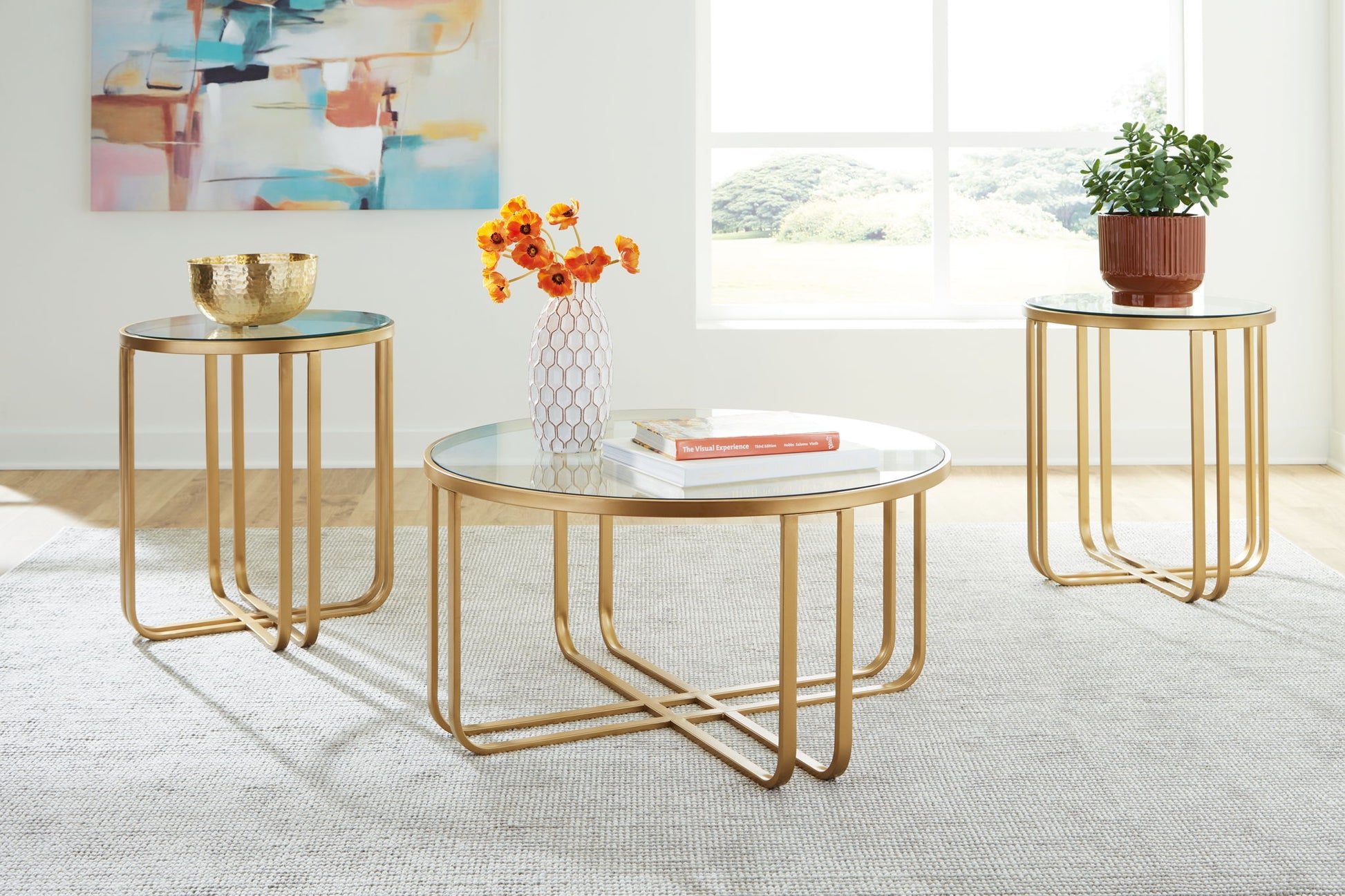 Milloton - Gold - Occasional Table Set (Set of 3) - Hornell Furniture Outlet