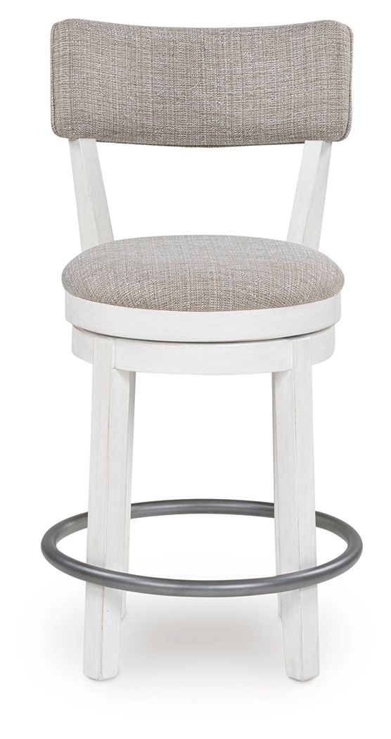 Robbinsdale - Antique White - Upholstered Swivel Barstool (Set of 2) - Hornell Furniture Outlet
