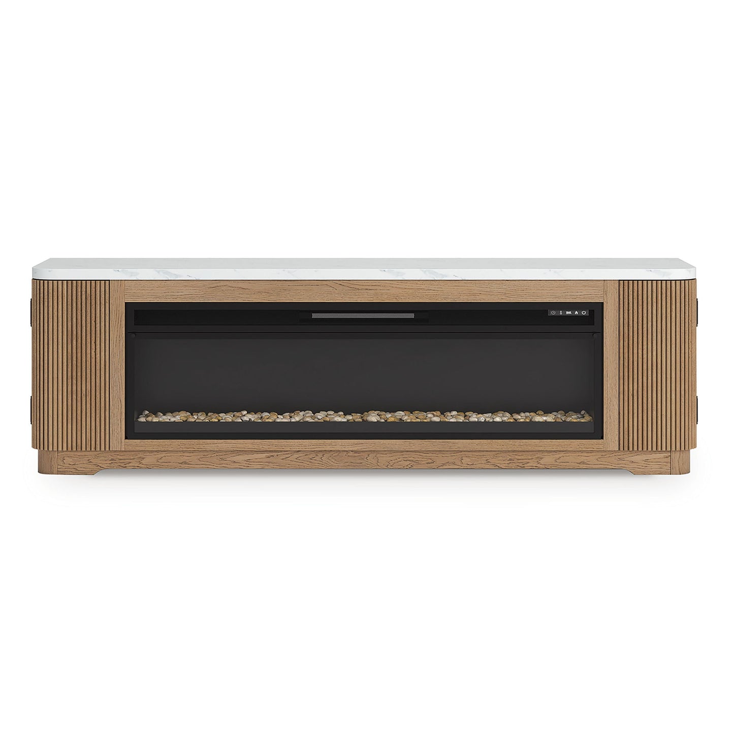 Camdill - 80" TV Stand With Electric Fireplace - Light Brown - Hornell Furniture Outlet