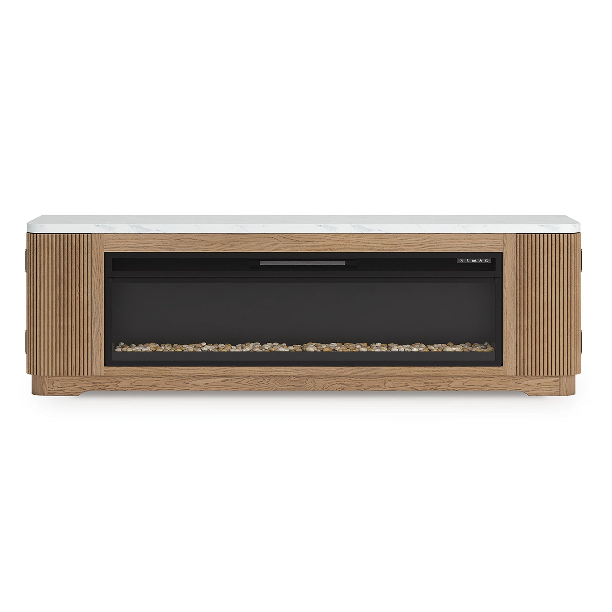Camdill - 80" TV Stand With Electric Fireplace - Light Brown - Hornell Furniture Outlet