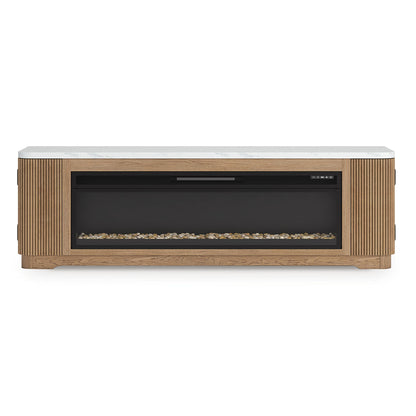 Camdill - 80" TV Stand With Electric Fireplace - Light Brown - Hornell Furniture Outlet