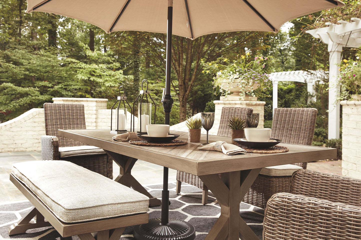 Beachcroft - Rect Dining Table W/Umb Opt - Hornell Furniture Outlet