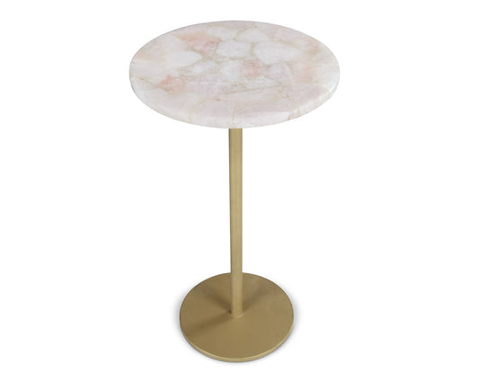 Rosie - Rose Quartz Top Chairside Table - Beige - Hornell Furniture Outlet