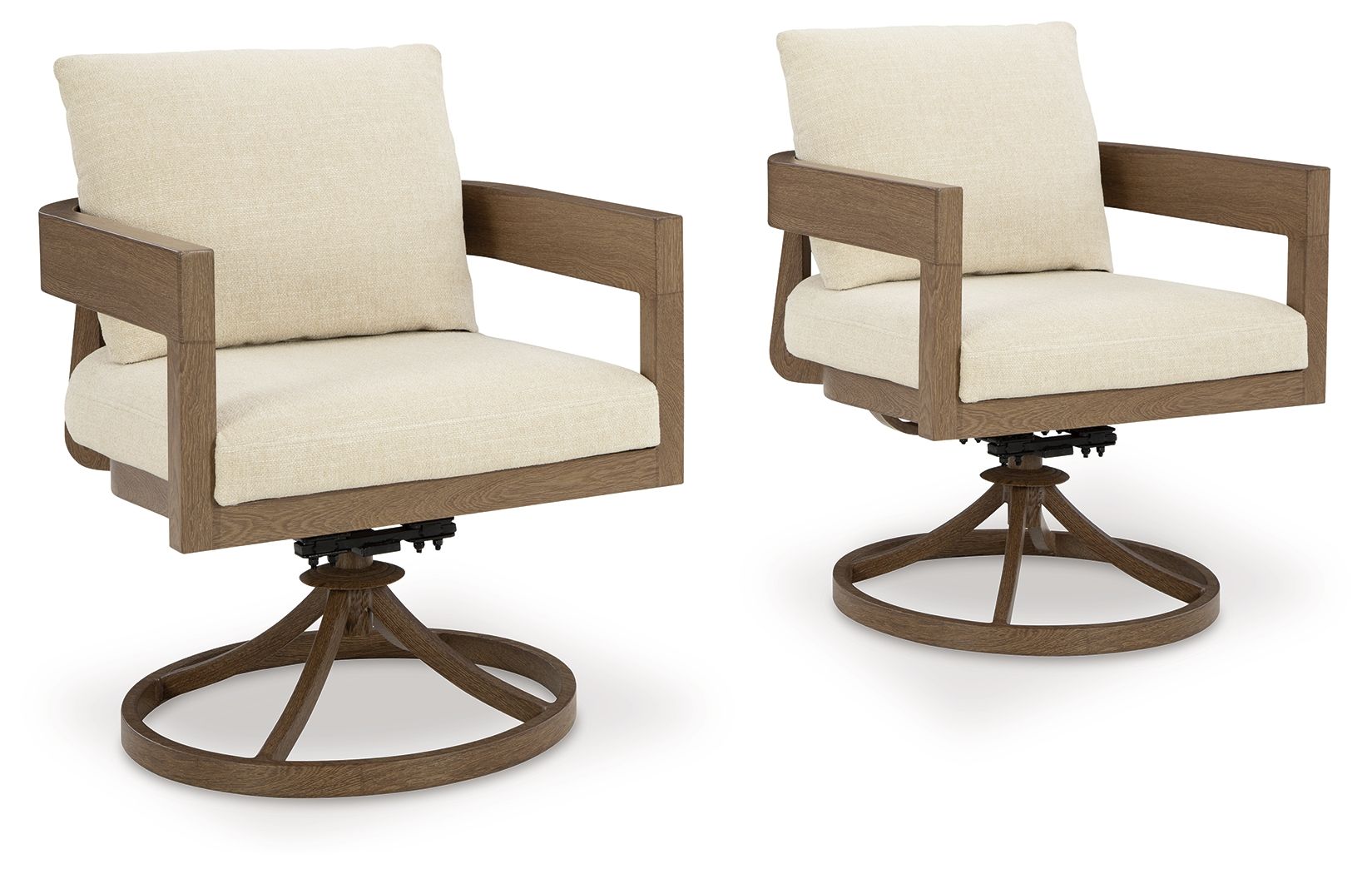 Serene Bay - Dark Brown / White - Swivel Chair With Cushion (Set of 2) - Hornell Furniture Outlet