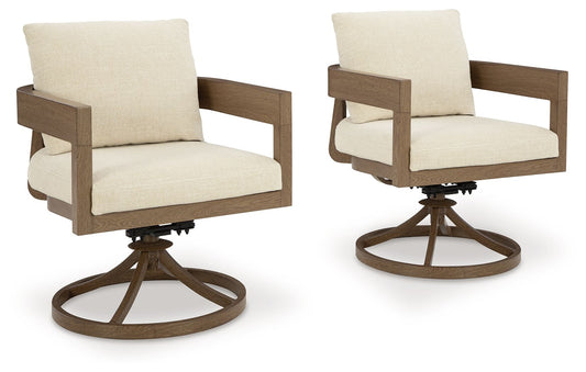 Serene Bay - Dark Brown / White - Swivel Chair With Cushion (Set of 2) - Hornell Furniture Outlet