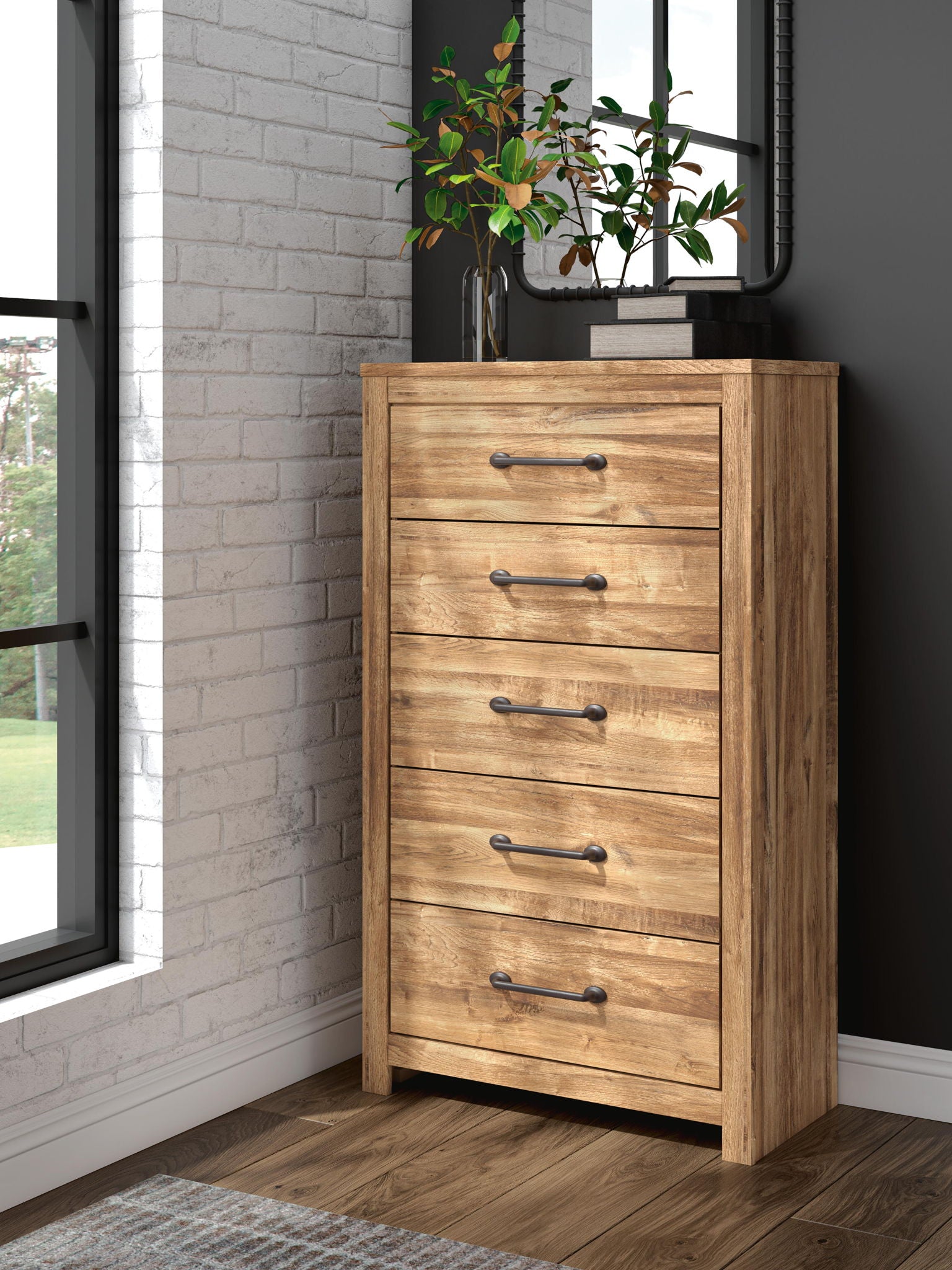 Maystonna - Five Drawer Chest - Brown - Hornell Furniture Outlet