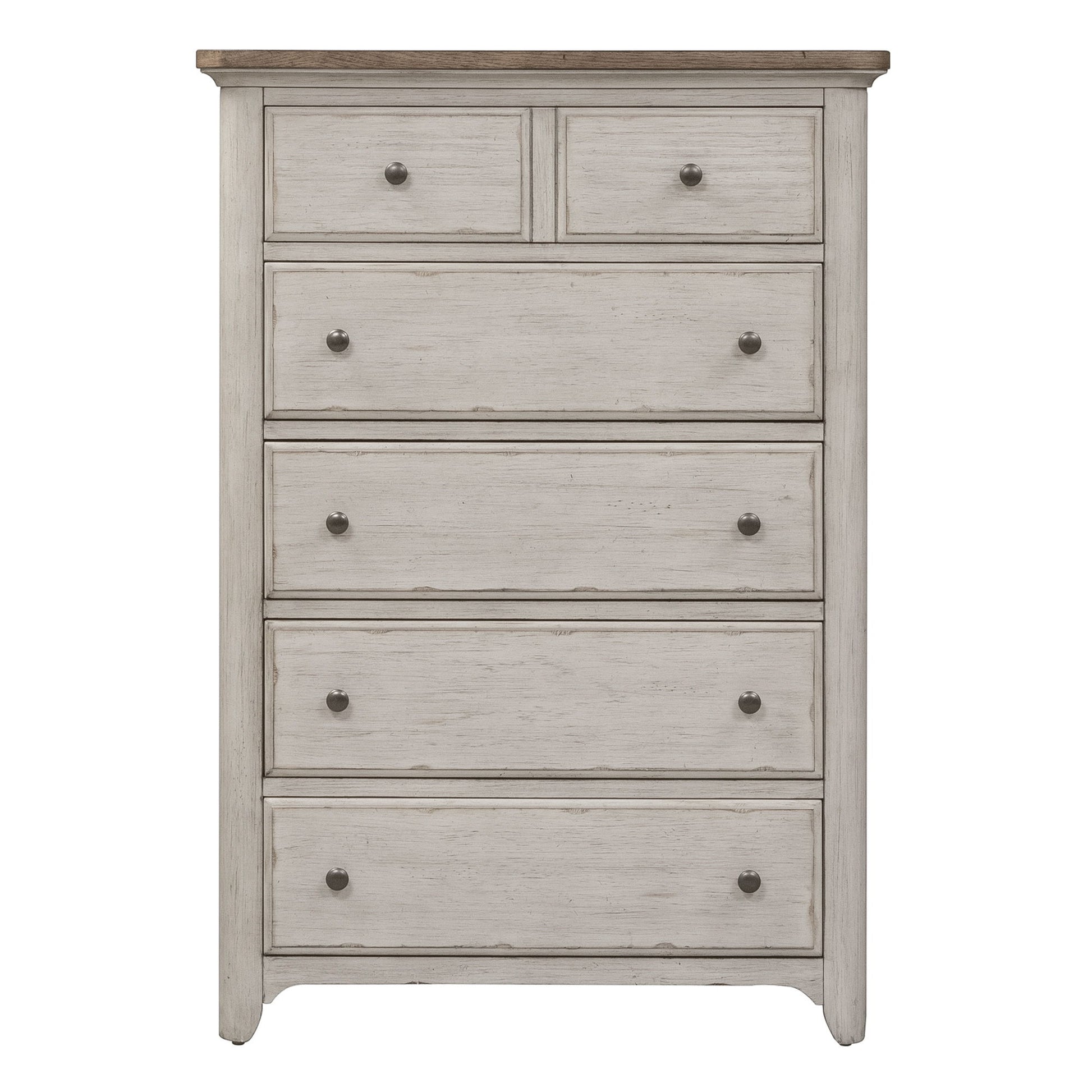 Farmhouse Reimagined - 5 Drawer Chest - White - Hornell Furniture Outlet
