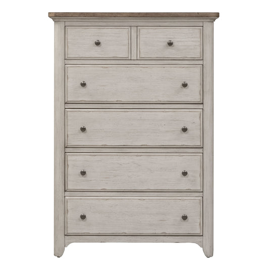 Farmhouse Reimagined - 5 Drawer Chest - White - Hornell Furniture Outlet