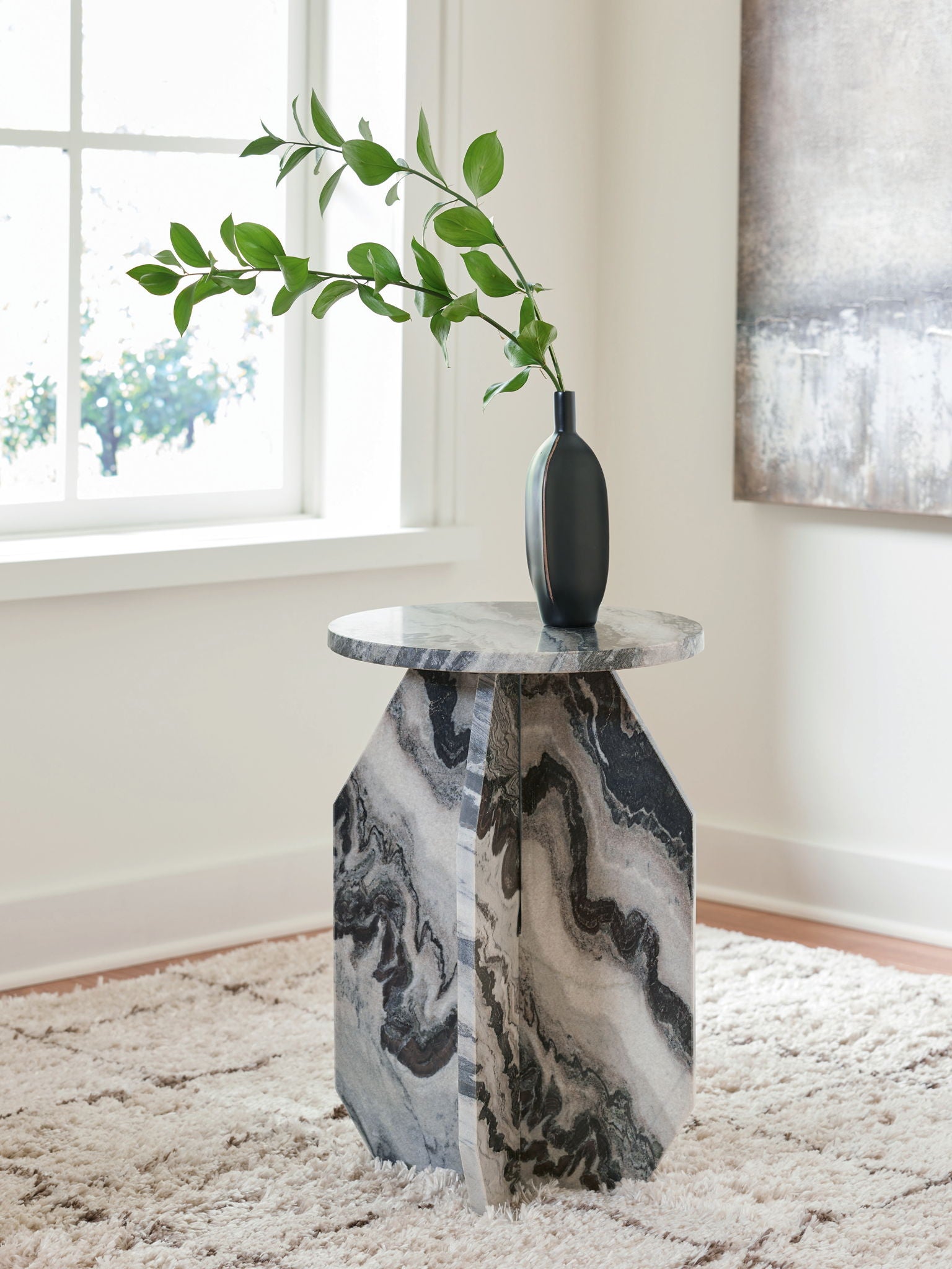 Wrenlane - Black / White / Taupe - Accent Table - Hornell Furniture Outlet