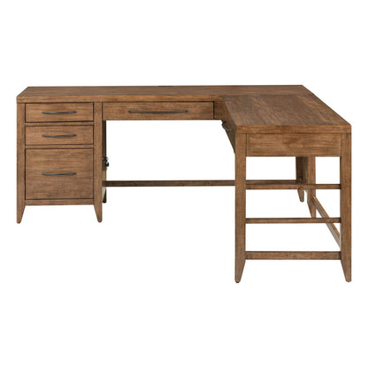 Shaker Lakes - L Shaped Desk Set - Harvest Brown - Hornell Furniture Outlet