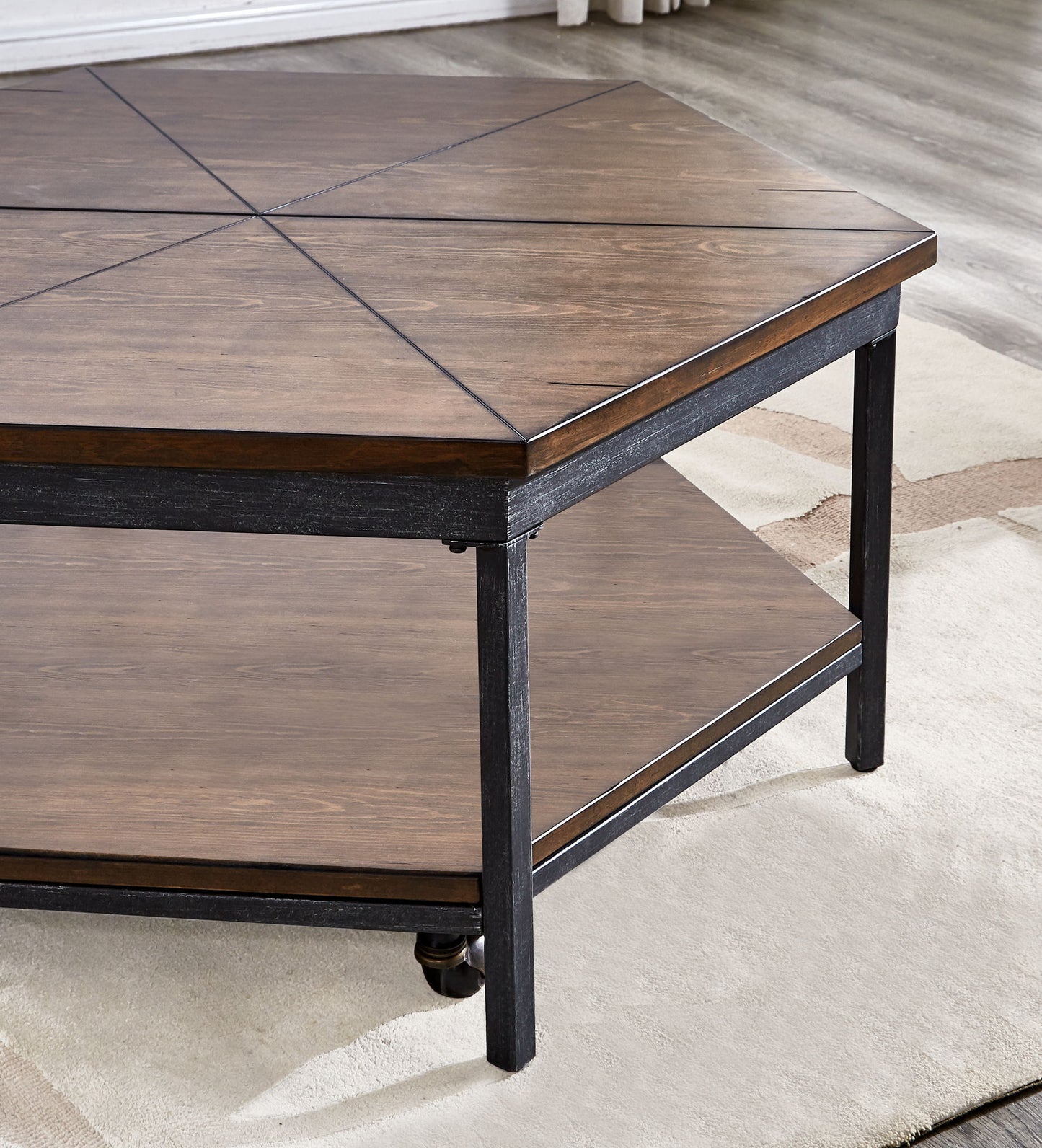 Ultimo - Hexagon Lift Top Cocktail Table - Brown - Hornell Furniture Outlet