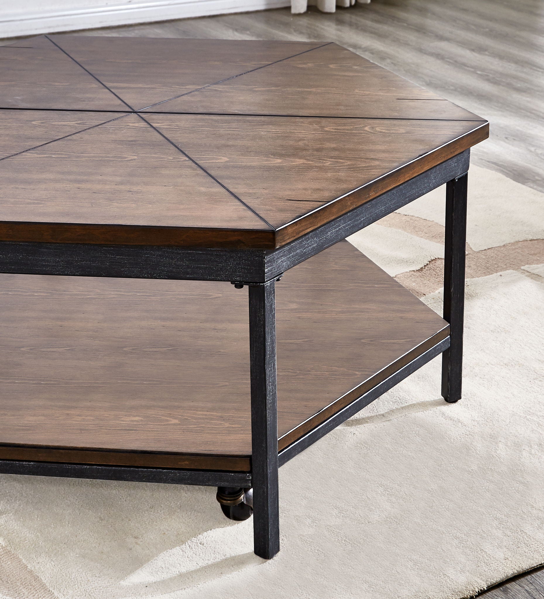 Ultimo - Hexagon Lift Top Cocktail Table - Brown - Hornell Furniture Outlet