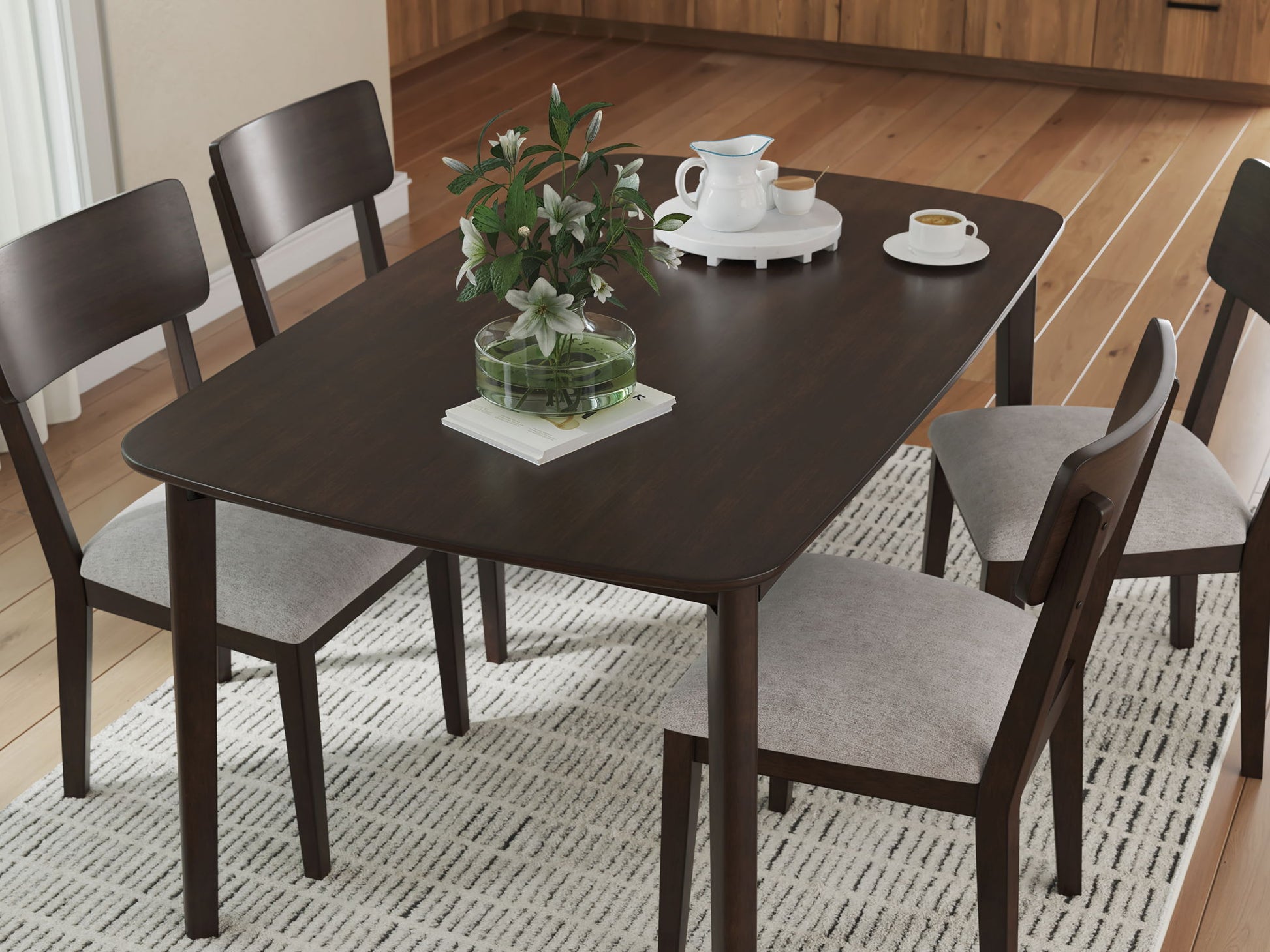 Mallenette - Dining Room Table Set (Set of 5) - Merlot - Hornell Furniture Outlet
