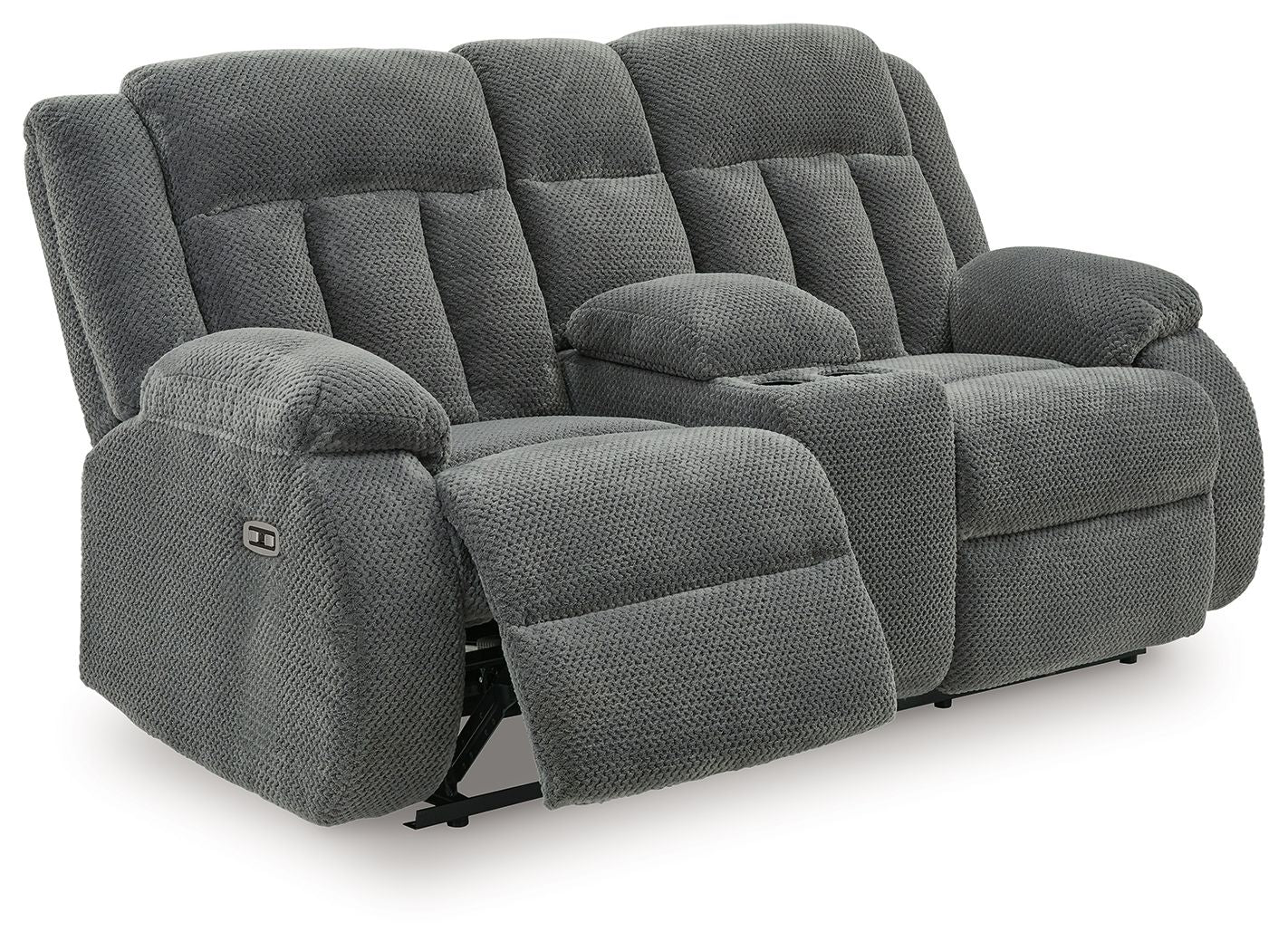 Observation - Double Reclining Power Loveseat With Console - Steel - Hornell Furniture Outlet