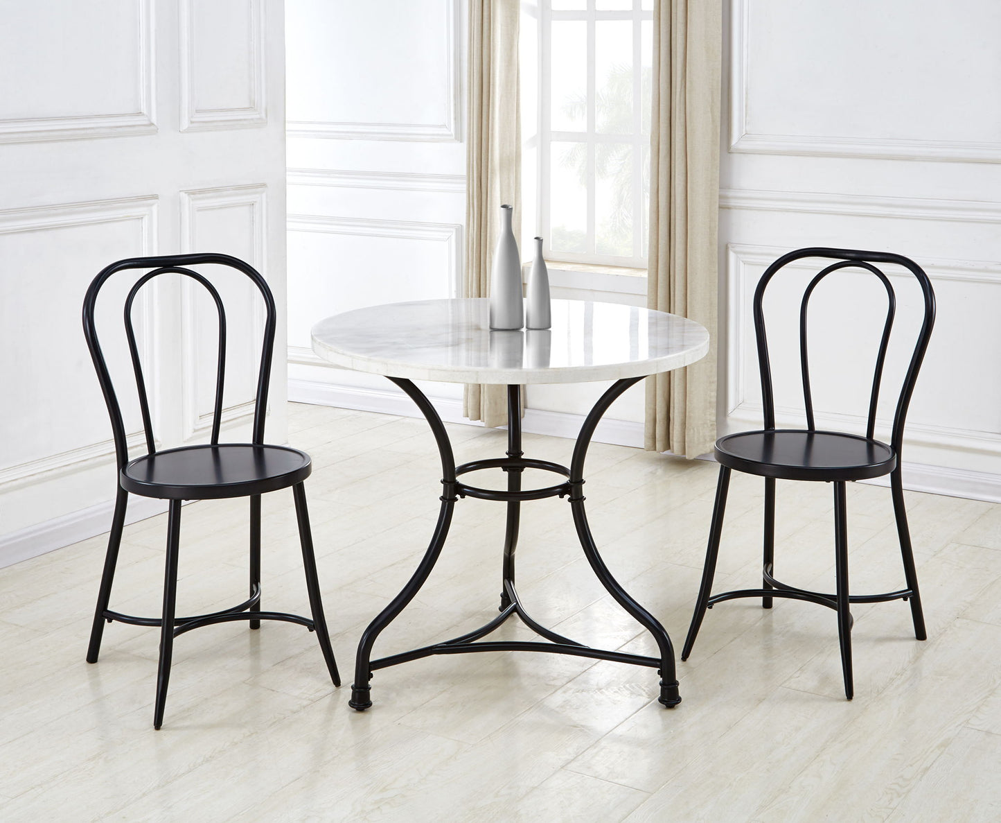 Claire - White Marble Top Round - White - Hornell Furniture Outlet