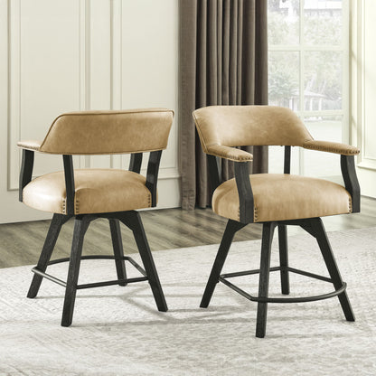 Rylie - Counter Captains Chair Vegan Leather - Black / Sand - Hornell Furniture Outlet