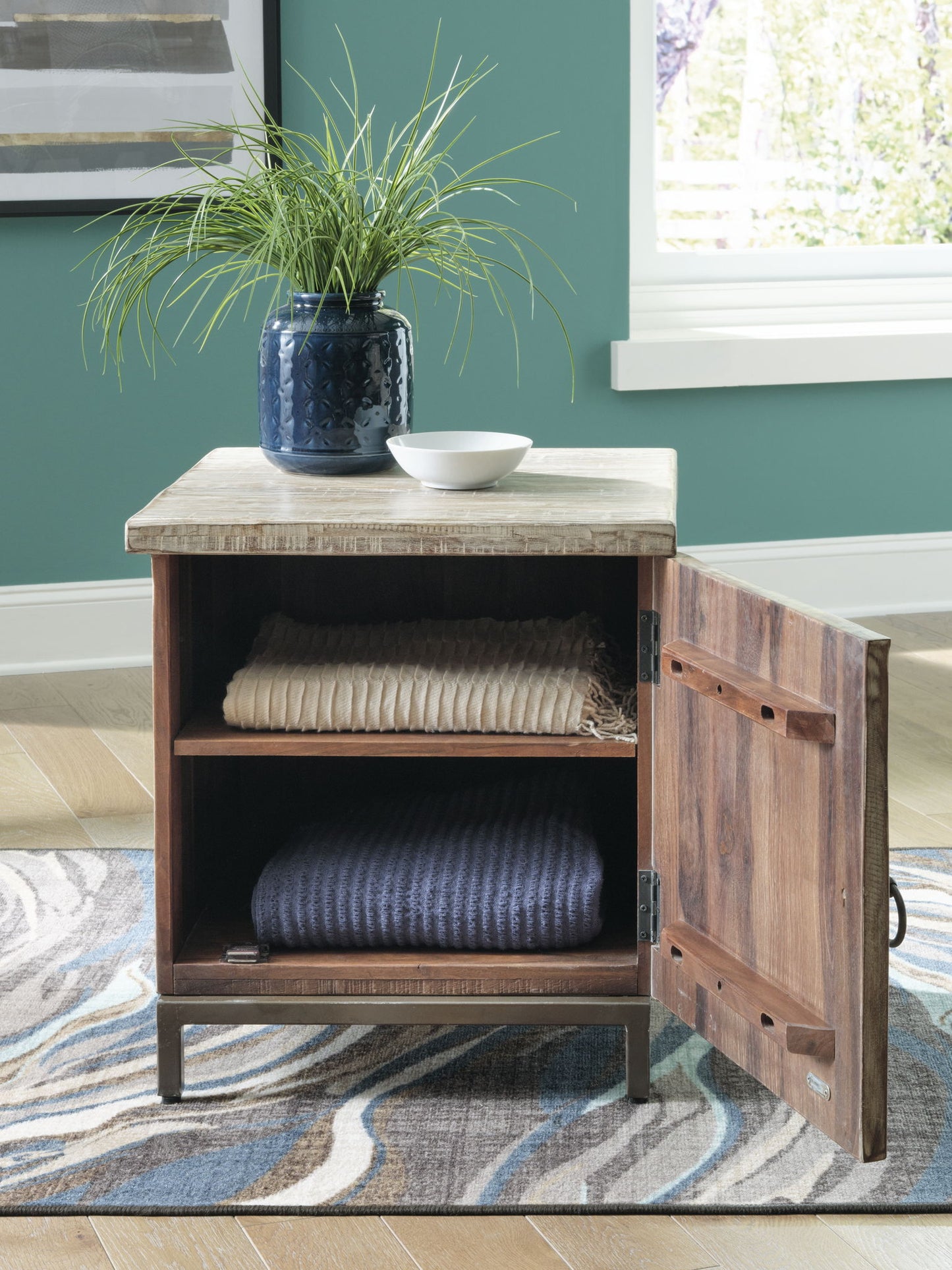 Laddford - Whitewash - Accent Cabinet - Shelf - Hornell Furniture Outlet
