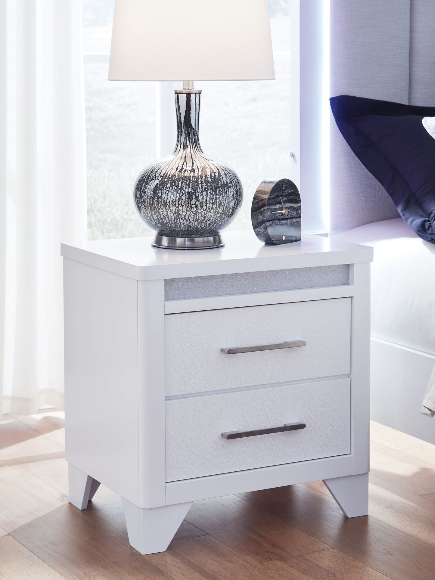 Jarlee - White - Two Drawer Night Stand - Hornell Furniture Outlet