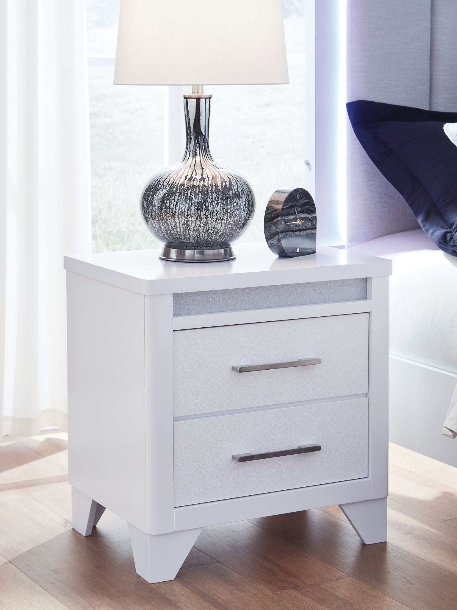 Jarlee - White - Two Drawer Night Stand - Hornell Furniture Outlet