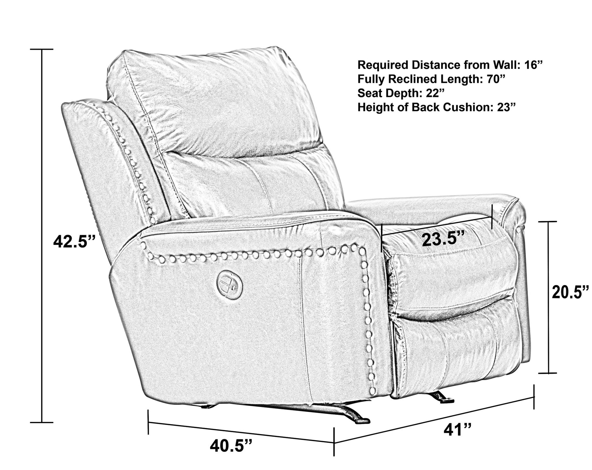 Ceretti - Power Wall Hugger Recliner - Brown Top Grain Italian Leather Match - Hornell Furniture Outlet