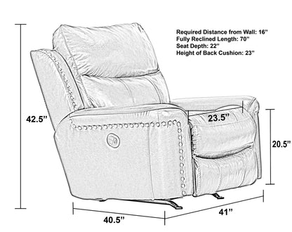 Ceretti - Power Wall Hugger Recliner - Brown Top Grain Italian Leather Match - Hornell Furniture Outlet