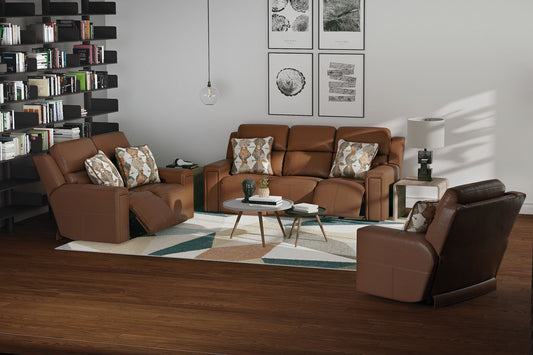 Arezzo - Power Headrest Power Reclining Loveseat With Zero Gravity/Extended Ottoman - Whiskey - Hornell Furniture Outlet