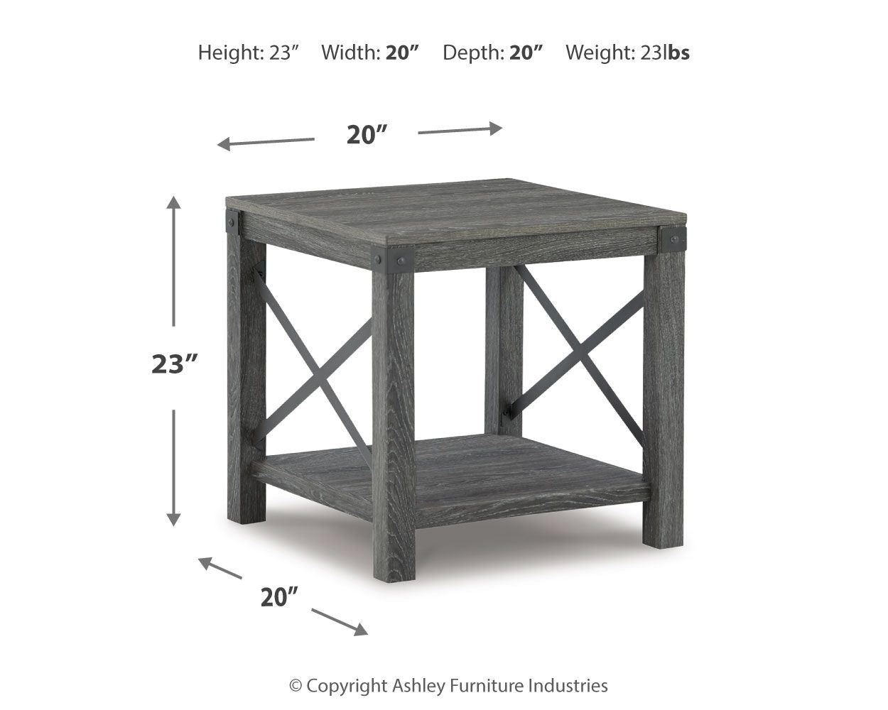Freedan - Square End Table - Grayish Brown - Hornell Furniture Outlet