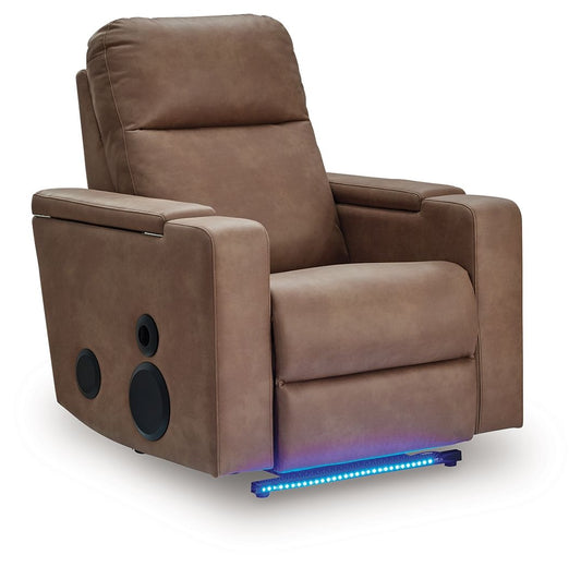 Lorrenton - Caramel - Glider Power Recliner With Audio System - Hornell Furniture Outlet
