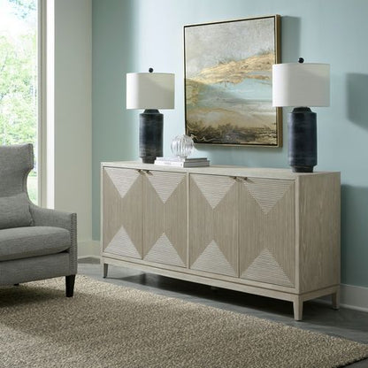 Kinsley - 4 Door Accent Cabinet - Beige - Hornell Furniture Outlet