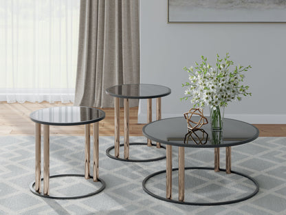 Hannerly - Black / Gold Finish - Occasional Table Set (Set of 3) - Hornell Furniture Outlet