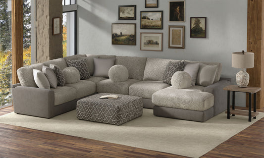 Canyon - 4 Piece Sectional With Cuddler Seat Cushions, Included Accent Pillows And Cocktail Ottoman (Right Side Facing Chaise) - Umber - Hornell Furniture Outlet