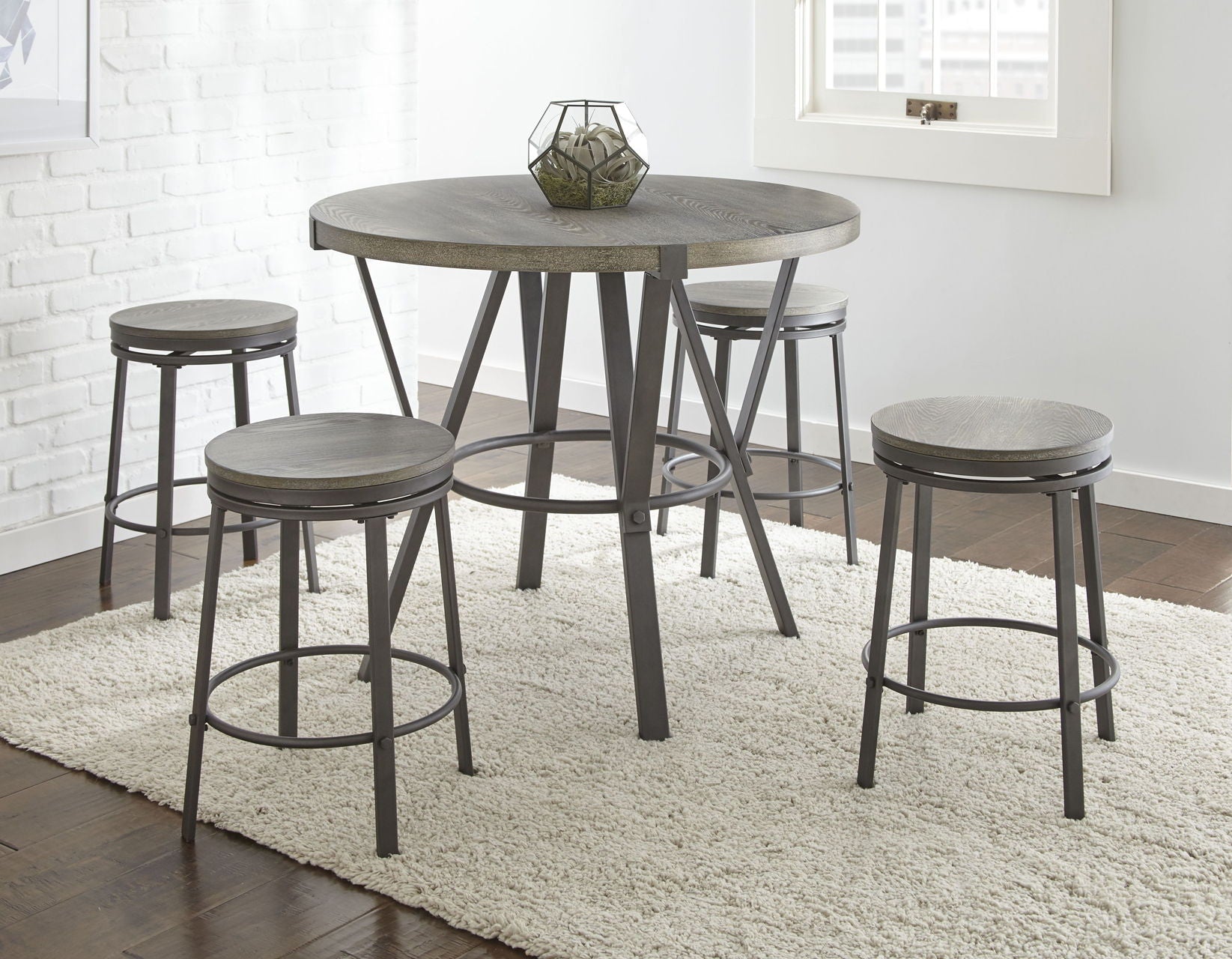 Portland - Round Counter Table - Dark Gray - Hornell Furniture Outlet
