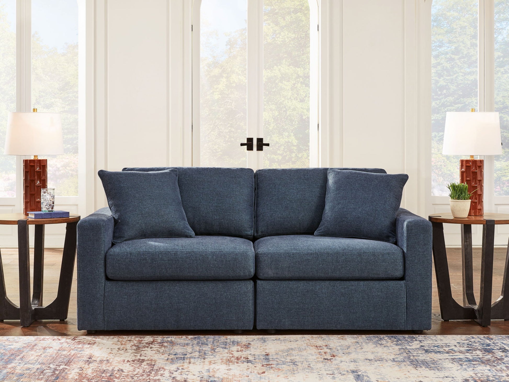 Modmax - Ink - 2 - Piece Sectional Loveseat - Fabric - Hornell Furniture Outlet