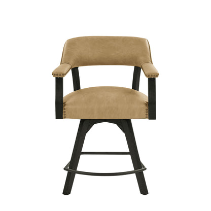 Rylie - Counter Captains Chair Vegan Leather - Black / Sand - Hornell Furniture Outlet