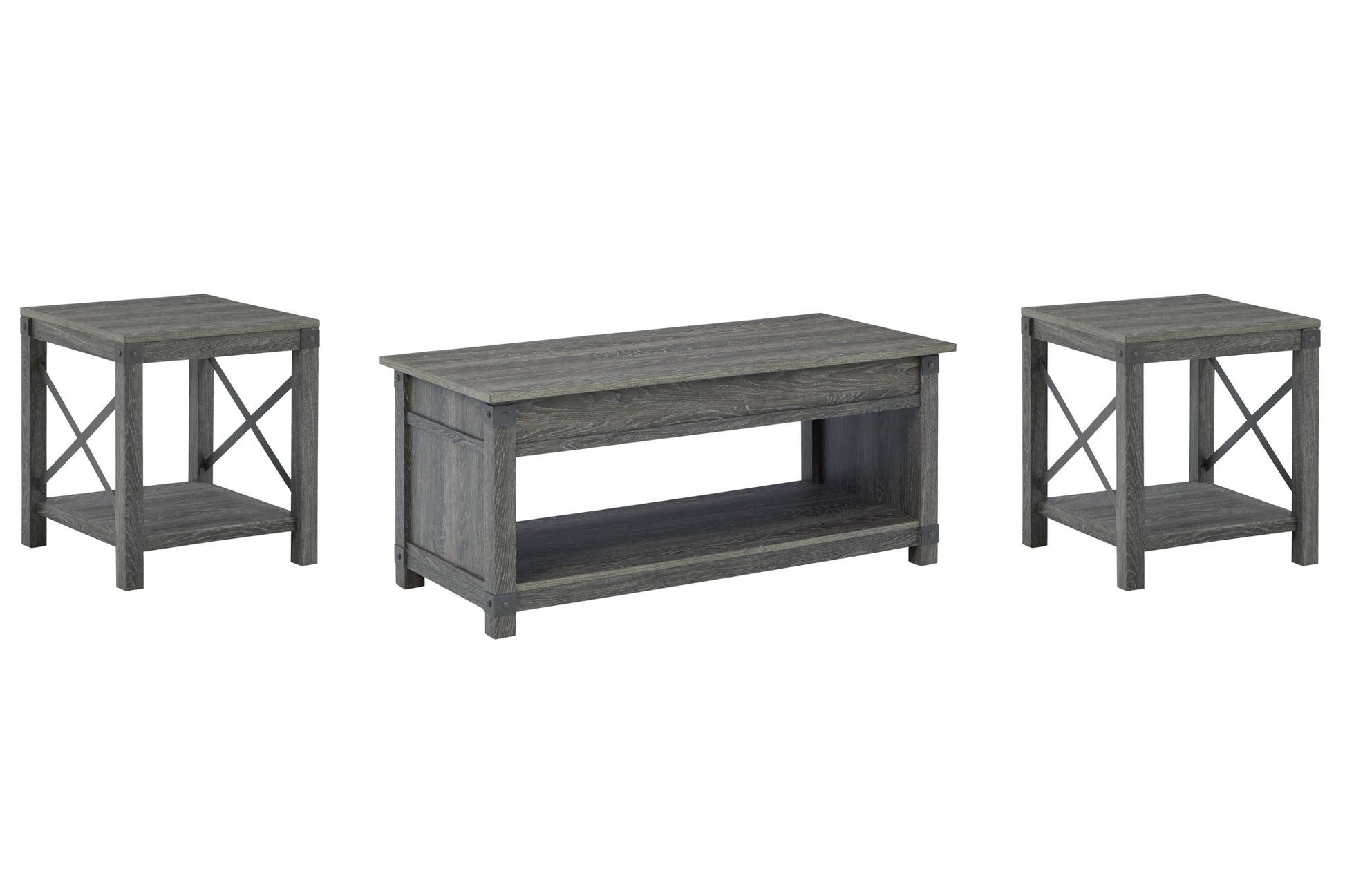 Freedan - Grayish Brown - 3 Pc. - Coffee Table, 2 End Tables - Hornell Furniture Outlet