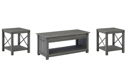 Freedan - Grayish Brown - 3 Pc. - Coffee Table, 2 End Tables - Hornell Furniture Outlet