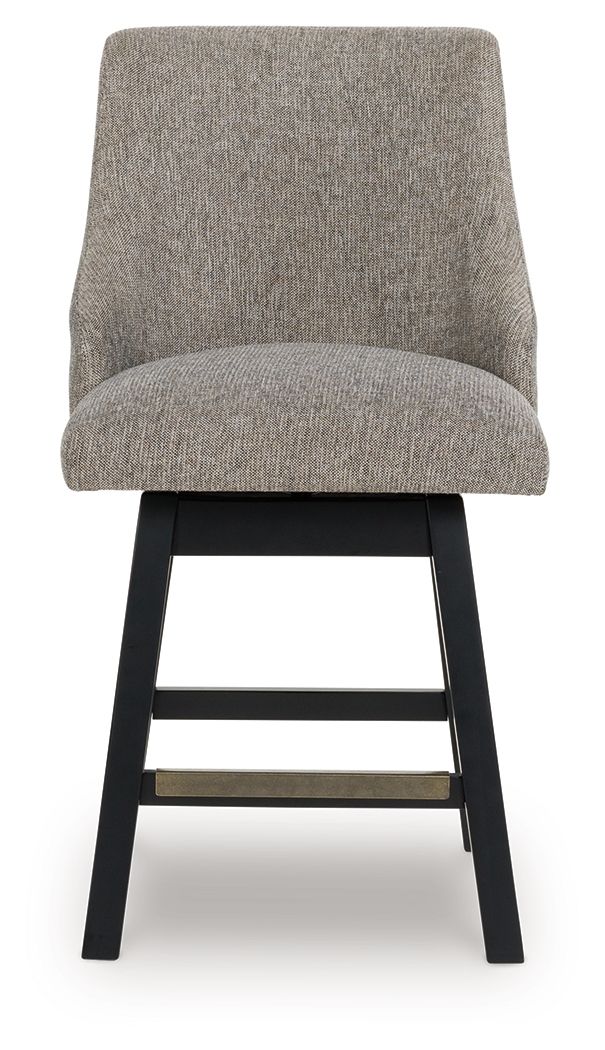 Neymorton - Dark Grayish Brown - Upholstered Swivel Barstool (Set of 2) - Hornell Furniture Outlet