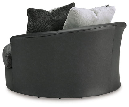 Brixley Pier - Graphite - Oversized Swivel Accent Chair - Hornell Furniture Outlet