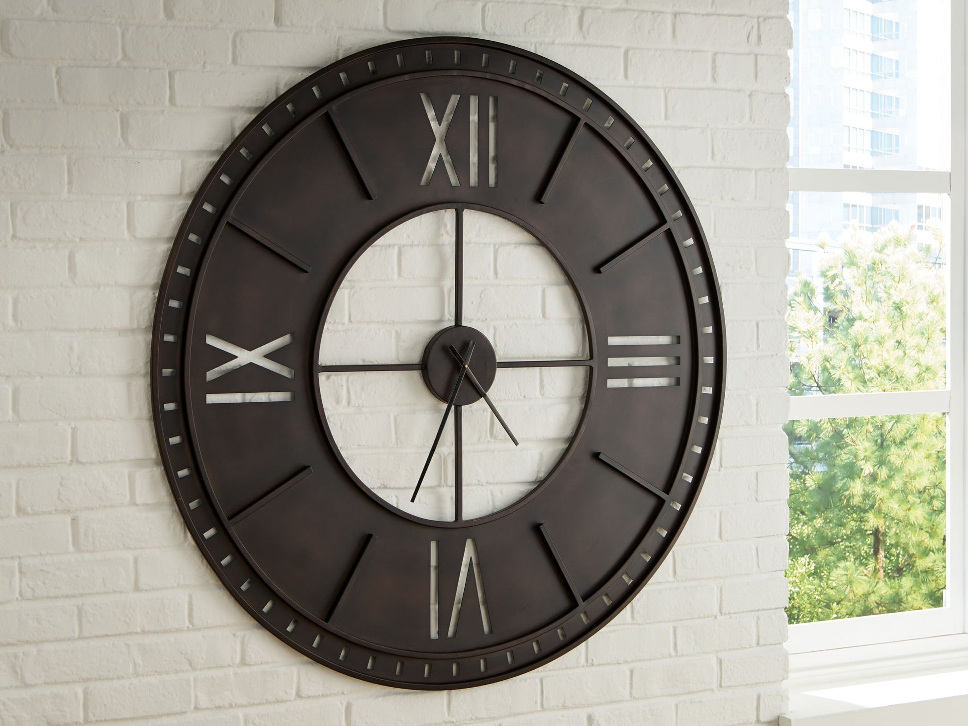 Lytle - Wall Clock - Antique Brown - Hornell Furniture Outlet