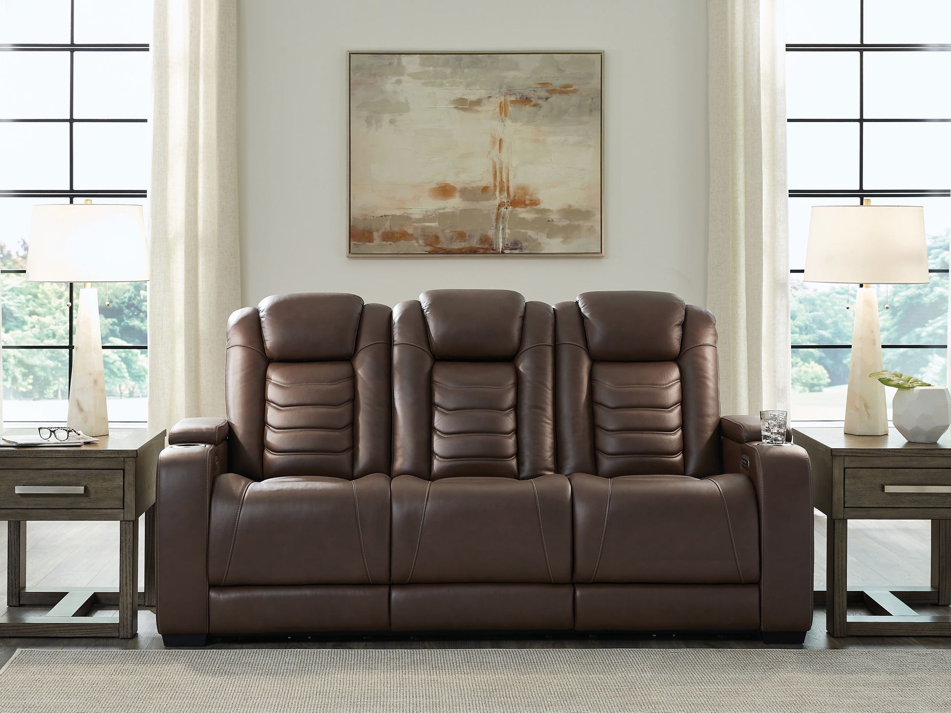 High Impact - Tobacco - Power Reclining Sofa / Adj Headrest - Hornell Furniture Outlet