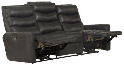 Bosa - Leather Power Reclining Sofa - Charcoal - Hornell Furniture Outlet