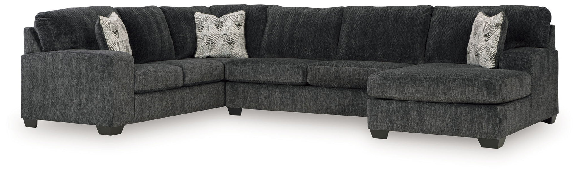 Hollyview - Shadow - 3 - Piece Sectional With Raf Corner Chaise - Hornell Furniture Outlet