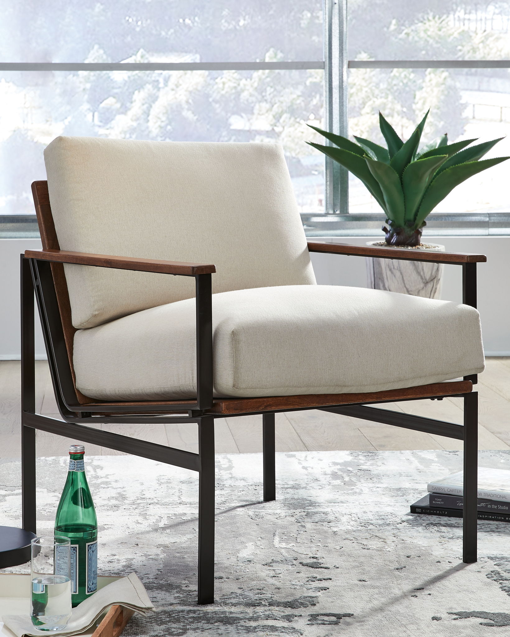 Tilden - Ivory / Brown - Accent Chair - Hornell Furniture Outlet