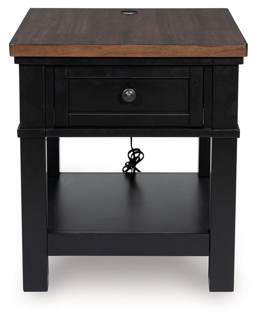 Wildenauer - Brown / Black - Rectangular End Table - Hornell Furniture Outlet