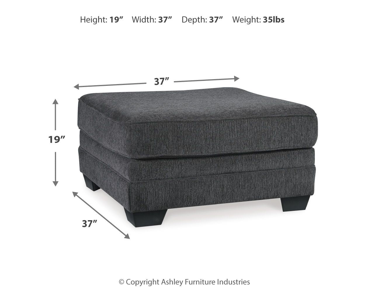 Tracling - Oversized Accent Ottoman - Slate - Hornell Furniture Outlet