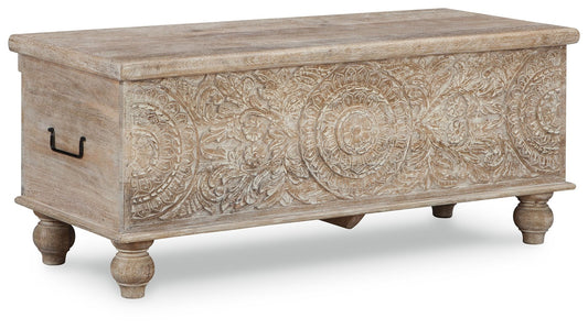 Fossil Ridge - Storage Bench - Beige - Hornell Furniture Outlet