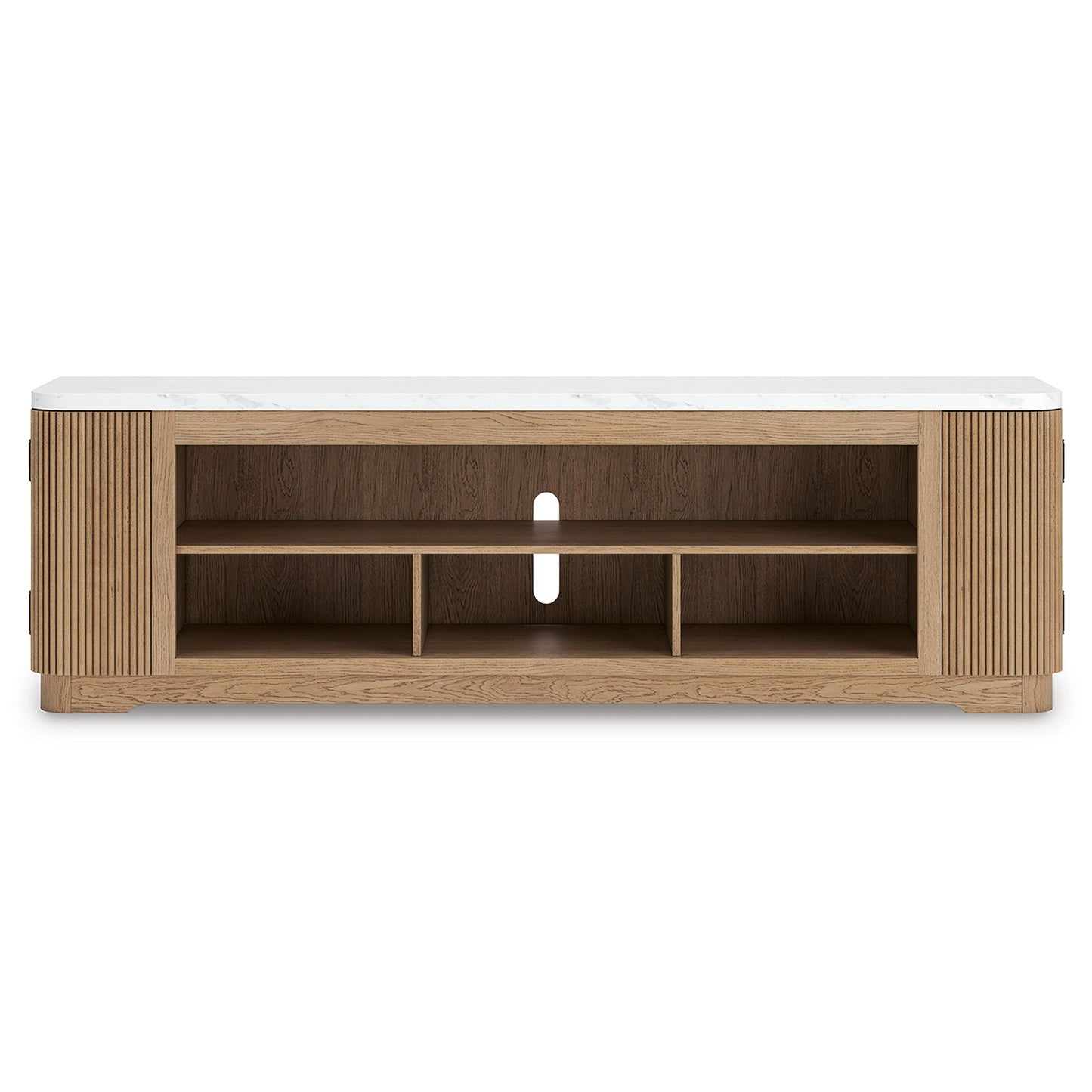 Camdill - XL TV Stand With Fireplace Option - Light Brown - Hornell Furniture Outlet