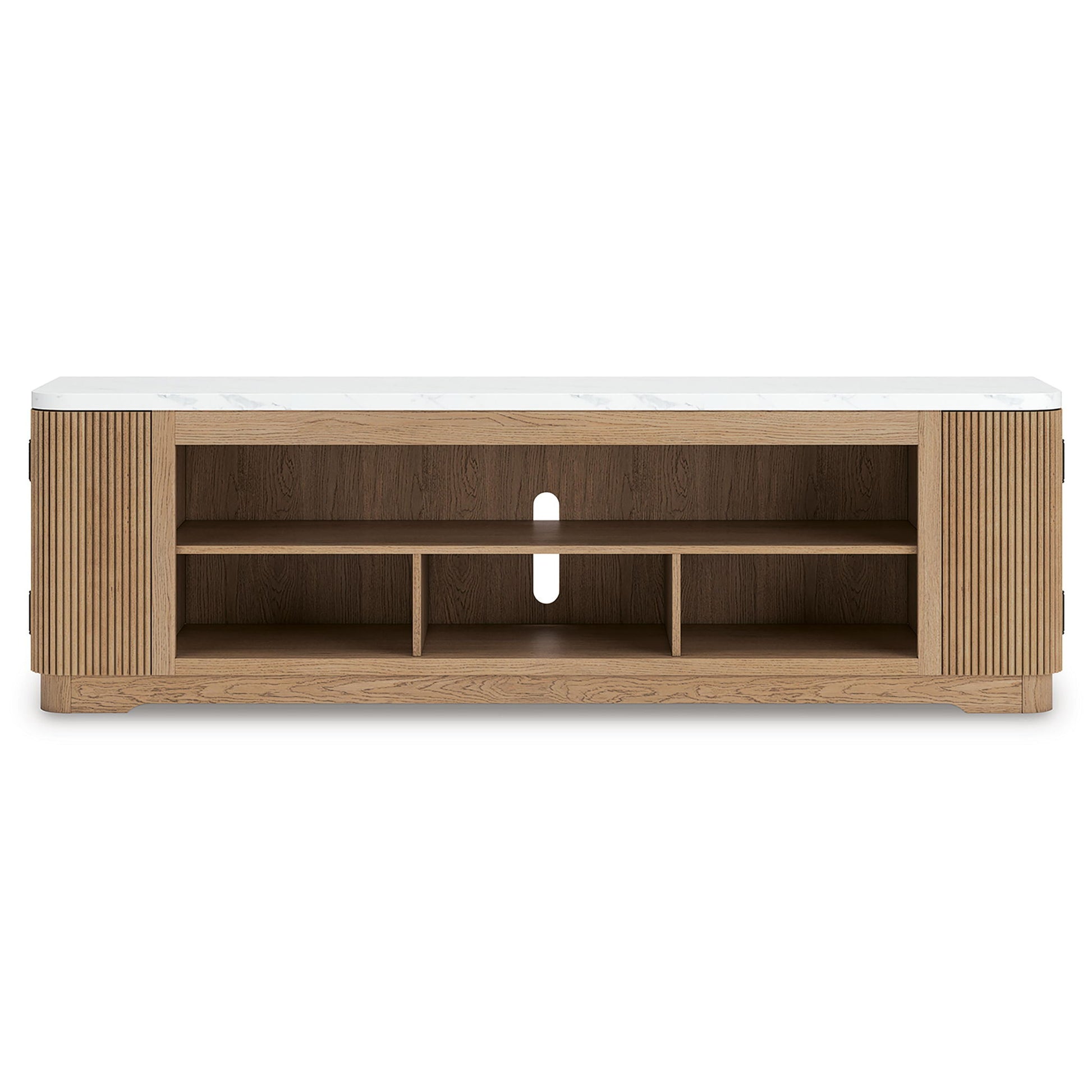 Camdill - XL TV Stand With Fireplace Option - Light Brown - Hornell Furniture Outlet